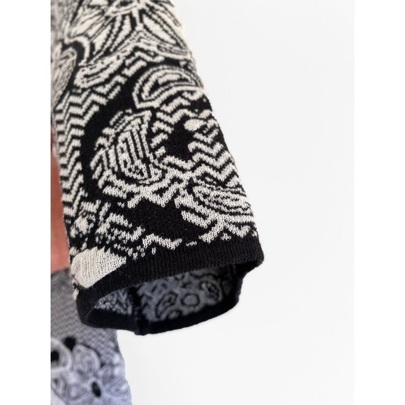 M Missoni Floral Zigzag Intarsia Women's Dress Fit Flare Scoop Neck Black Cream - Picture 5 of 7